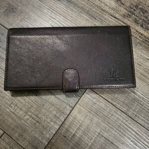 Kangaroo leather Wallet checkbook holder dark brown b43